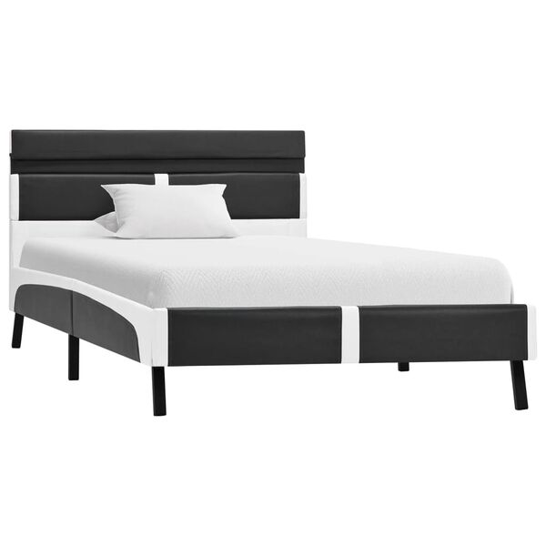 vidaXL ベッドフレーム LEDライト付き グレー 合成皮革製 90x200cm