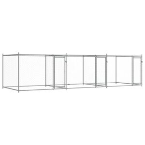 vidaXL 犬用ケージ ドア付き グレー 6x2x1.5 m 亜鉛メッキ鋼