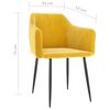 vidaXL ダイニングチェア 2点 マスタードイエロー ベルベット製