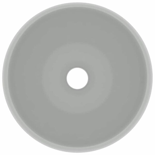 vidaXL ラグジュアリー 洗面器 丸型 マットライトグレー 40x15cm セラミック製