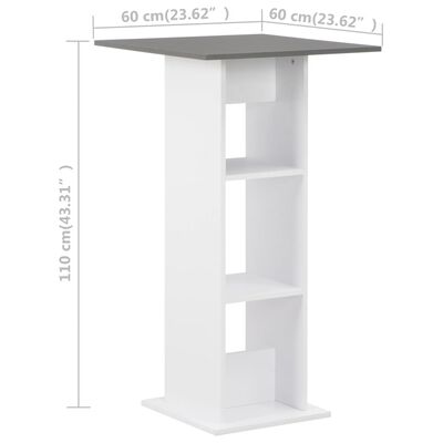 vidaXL バーテーブル ホワイト＆アントラシートグレー 60x60x110cm