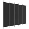 vidaXL 5枚パネル 間仕切り 250x200cm 布製 ブラック
