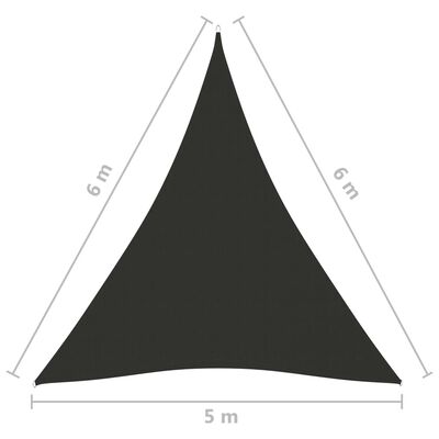 vidaXL サンシェードセイル 5x6x6m 三角形 オックスフォード生地 アントラシート