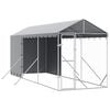 vidaXL 屋外犬小屋 屋根付き シルバー 2x6x2.5 m 亜鉛メッキ鋼製