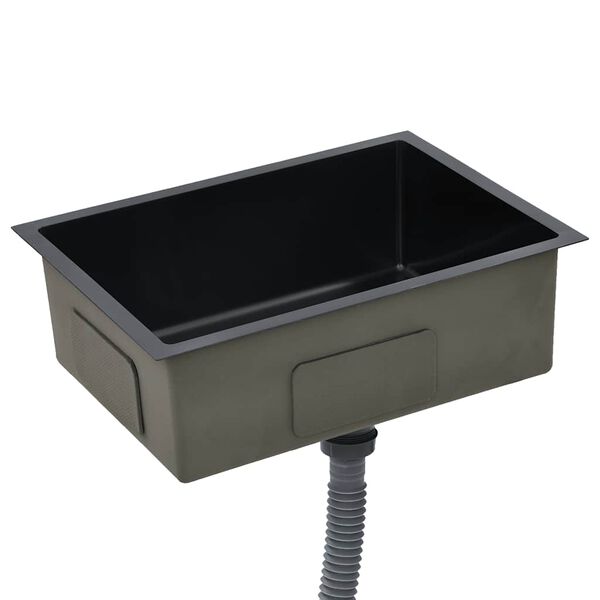 vidaXL 手作り キッチンシンク ステンレススチール製 ブラック