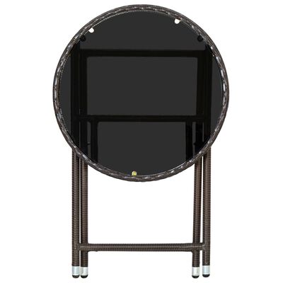 vidaXL ティーテーブル 60cm ポリラタン＆強化ガラス製 ブラウン