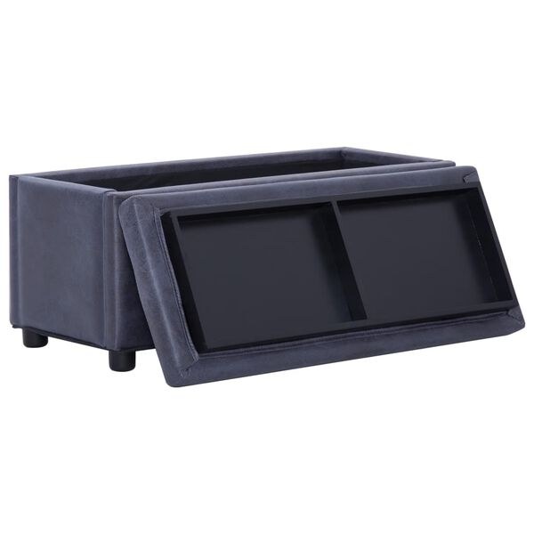 vidaXL 収納オットマン 87.5cm グレー スエード調 合成皮革製