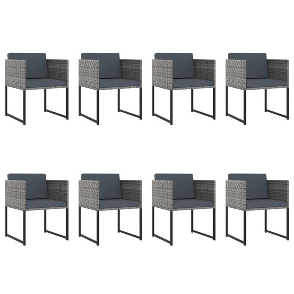 vidaXL 屋外ダイニング13点セット クッション付き ポリラタン製 グレー