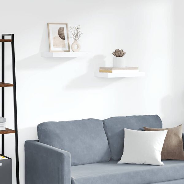 vidaXL フローティングウォールシェルフ 2点 ホワイト 40x23.5x3.8cm MDF