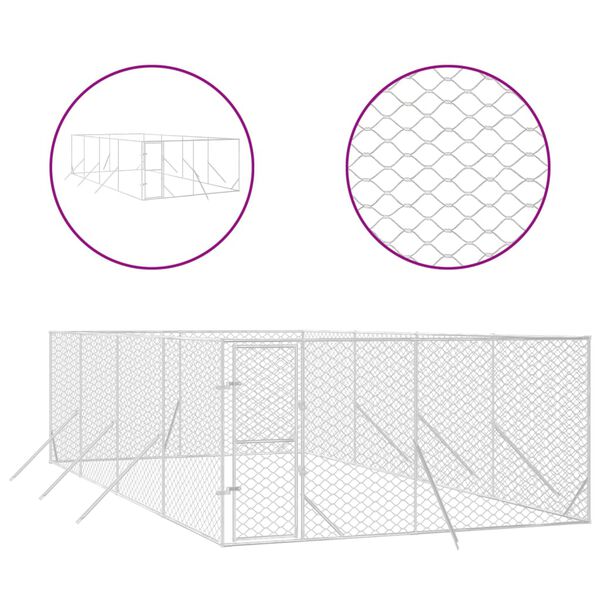 vidaXL 屋外用犬小屋 シルバー 4x8x2m 亜鉛メッキ鋼製