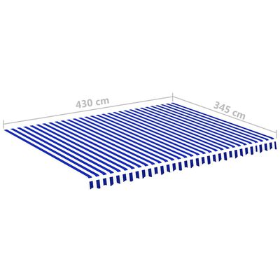 vidaXL オーニング用 交換用生地 ブルー＆ホワイト 4.5x3.5m