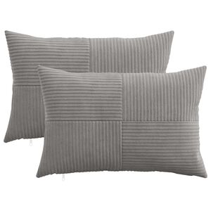 vidaXL クッションカバー 2 pcs ALMELO ライトグレー 30 x 50 cm コーデュロイ