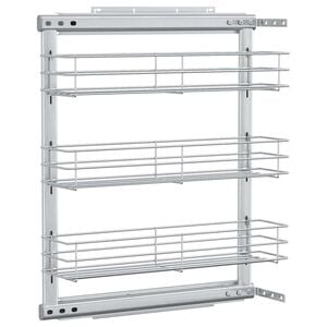 vidaXL 3段 引き出しキッチンワイヤーバスケット 47x15x55.5 cm シルバー