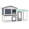 vidaXL 屋外用 大型うさぎ小屋 グレー＆ホワイト 145x45x84cm 木製