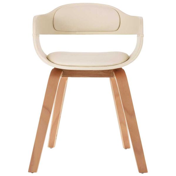 vidaXL ダイニングチェア 2点 クリーム 合成皮革＆曲げ木製