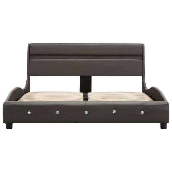 vidaXL ベッドフレーム LEDライト付き グレー 合成皮革製 140x200cm