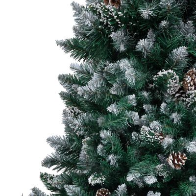 vidaXL フェイククリスマスツリー 松ぼっくり＆白い雪付き 210cm