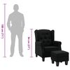 vidaXL アームチェア フットスツール付き ブラック 布製