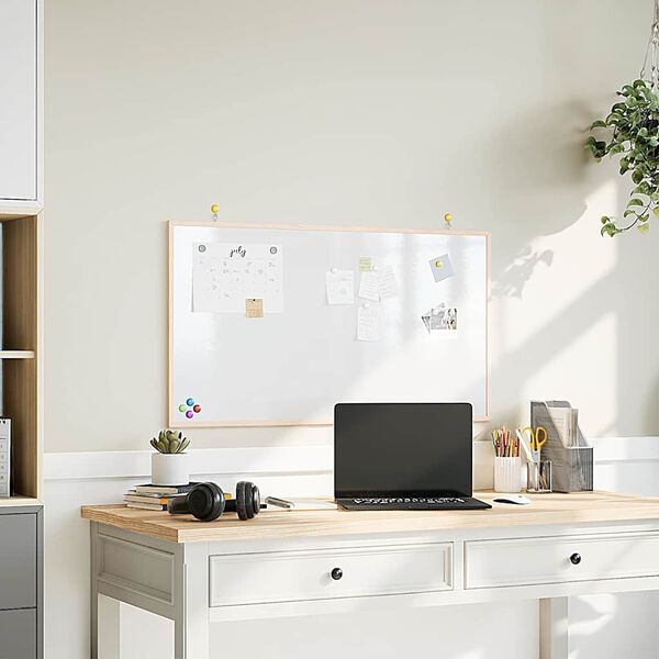 vidaXL 磁気ホワイトボード（無垢パイン材フレーム）100x55 cm