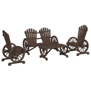 vidaXL ガーデンラウンジ4点セット モミ無垢材