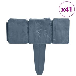 vidaXL ガーデン/芝生フェンス プラスチック製 ストーン調 41点 10m