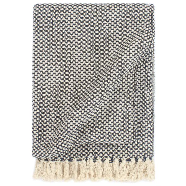 vidaXL スローケット コットン製 160x210cm ネイビー