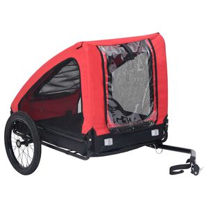 vidaXL 自転車用ペットトレーラー レッド＆ブラック