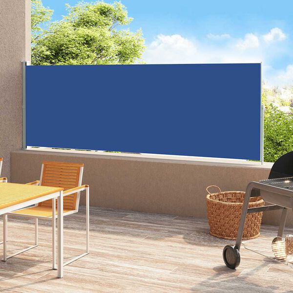 vidaXL パティオ用 引き込み式サイドオーニング 180x500cm ブルー