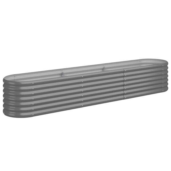 vidaXL ガーデンプランター 亜鉛メッキスチール 224x40x36 cm グレー