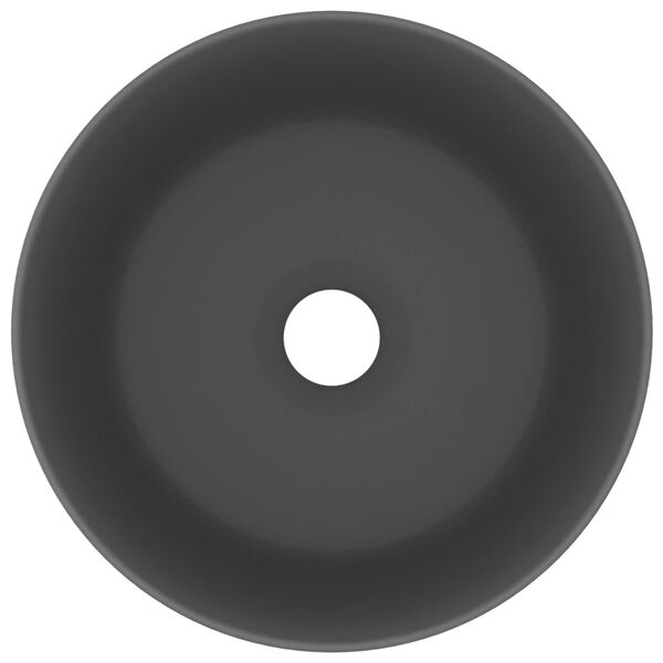 vidaXL ラグジュアリー 洗面器 丸型 マットダークグレー 40x15cm セラミック製