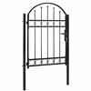 vidaXL フェンスゲート ASSEN アーチ型トップ スチール製 102x125 cm ブラック
