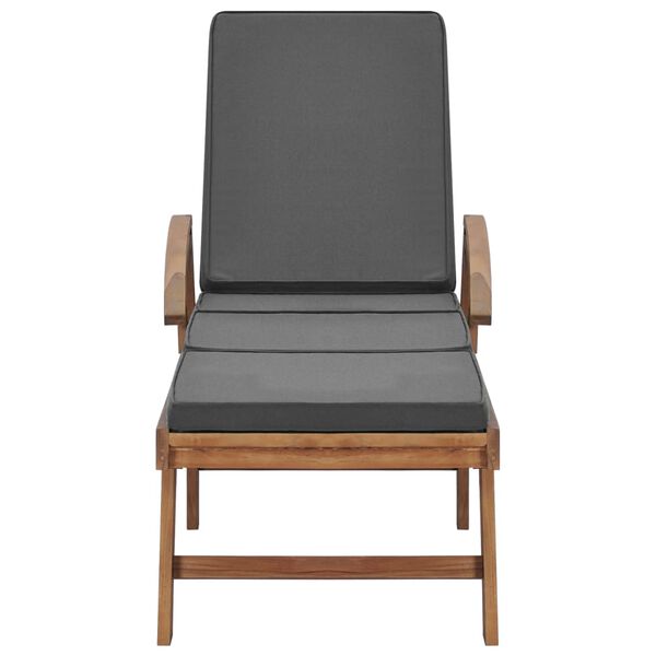 vidaXL サンラウンジャー 2点セット クッション付き チーク無垢材 ダークグレー