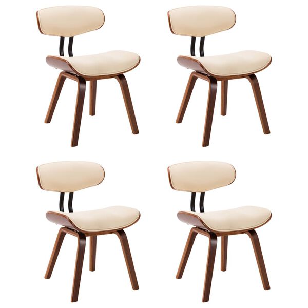 vidaXL ダイニングチェア 4点 クリーム 曲げ木＆合成皮革製