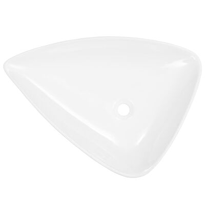 vidaXL 洗面ボウル 陶器製 ホワイト 三角形 645x455x115 mm