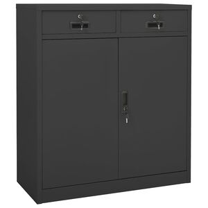 vidaXL オフィスキャビネット アントラシート 90x40x102cm スチール