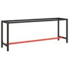 vidaXL ワークベンチフレーム マットブラック＆マットレッド 210x50x79 cm メタル
