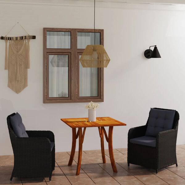 vidaXL ガーデンダイニング3点セット ブラック