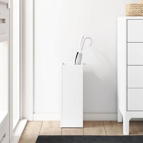 vidaXL 傘立て ストレージ付き ホワイト 20 x 20 x 55.5 cm エンジニアリングウッド