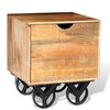 vidaXL サイドテーブル 引き出し＆ホイール付き マンゴー無垢材 40x40x45cm