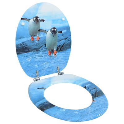 vidaXL トイレ便座 ふた付き MDF製 ペンギンデザイン