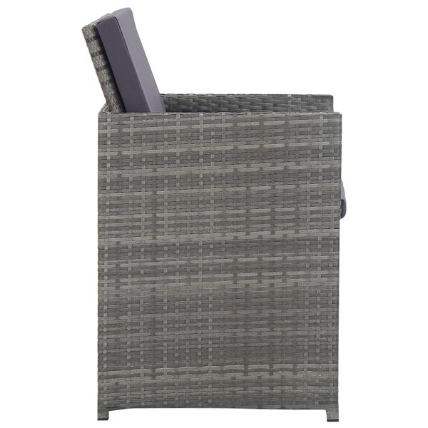 vidaXL 屋外ダイニング9点セット ポリラタン＆アカシア材 アントラシート