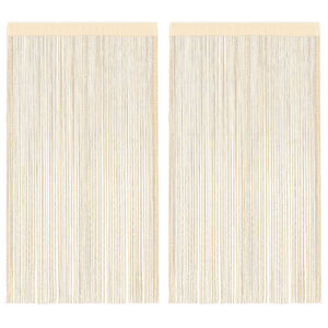 vidaXL ストリングカーテン 2点 100x250cm クリーム