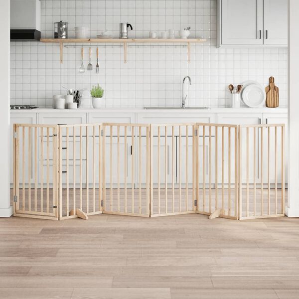 vidaXL ドッグゲート ドア付き 折りたたみ式 6パネル 300 cm ポプラ材