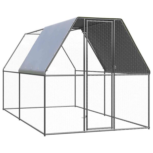 vidaXL 鶏小屋 2x4x2m 亜鉛メッキ鋼製