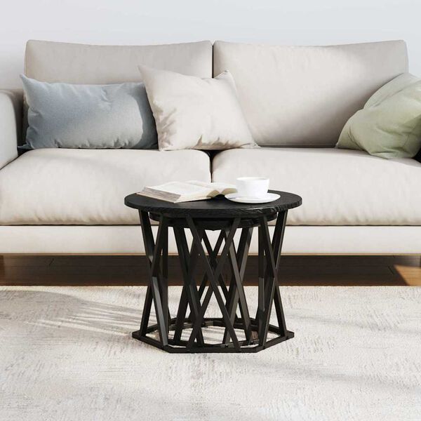 vidaXL サイドテーブル 2 pcs ブラックオーク エンジニアードウッドとスチール