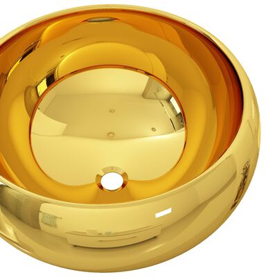 vidaXL 洗面器 40x15cm 陶器製 ゴールド