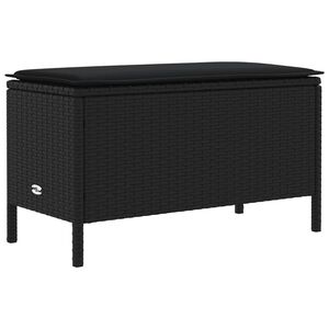 vidaXL 庭用フットスツール 枕で ブラック 80 x 38 x 45 cm PEラタン