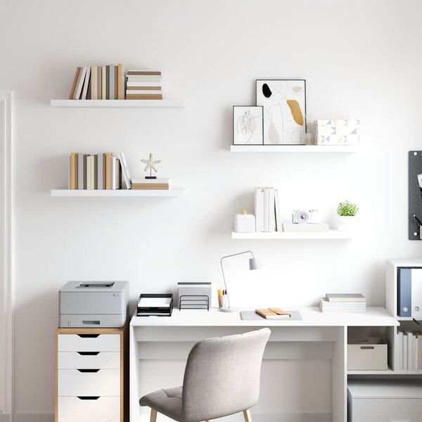 vidaXL フローティングウォールシェルフ 4点 ホワイト 80x23.5x3.8cm MDF