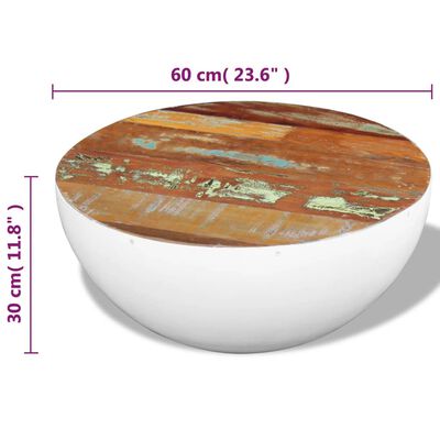 vidaXL コーヒーテーブルセット ボウル型 無垢の再生木材 60x60x30cm