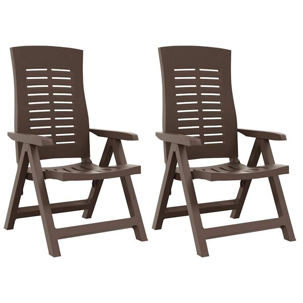 vidaXL ガーデンリクライニングチェア 2点 プラスチック製 モカ